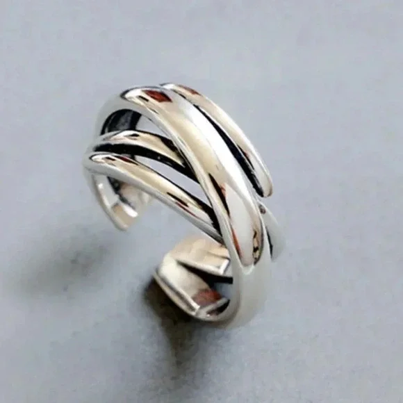 Minimalist Sterling Silver Twisted Ring Adjustable - Picture 6 of 8